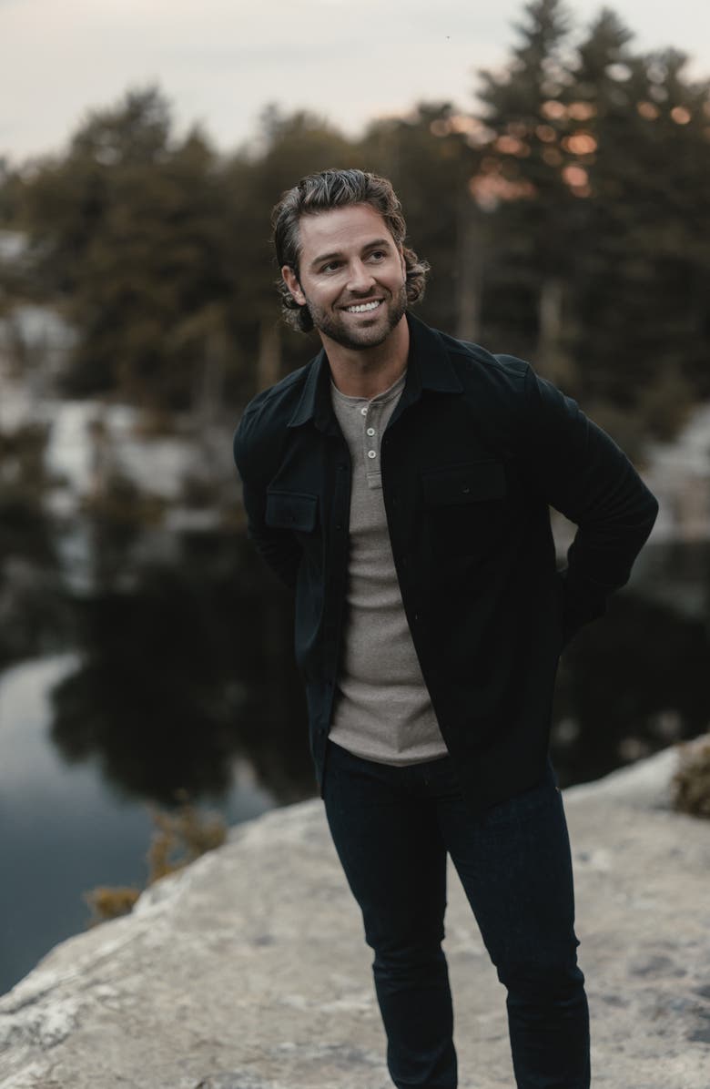 The Normal Brand Tailored Terry Shirt Jacket, Alternate, color, Black