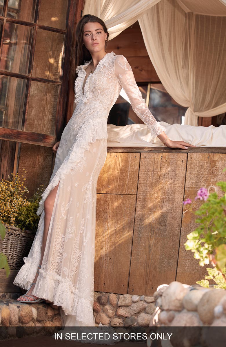 Willowby Lorne Long Sleeve Lace Wedding Dress, Main, color, 