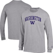 Champion Men's Champion Heather Gray Washington Huskies Arch Over Logo Long Sleeve T-Shirt