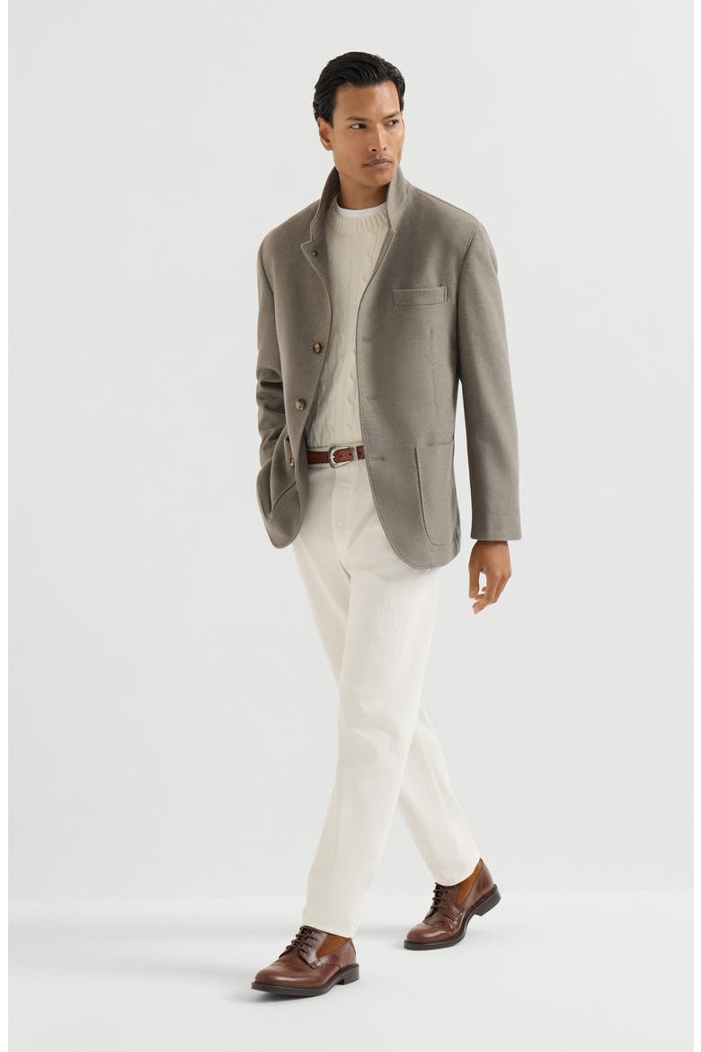 Lightweight water-resistant cashmere outerwear blazer, Alternate, color, Military