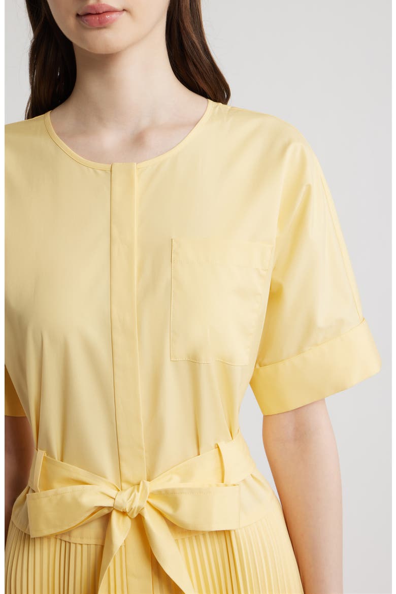 Loretta Pleated Midi Dress, Alternate, color, CHAMOMILLE