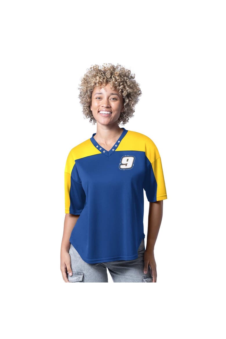Women's G-III 4Her by Carl Banks  Royal Chase Elliott Key Plan II V-Neck Rhinestone T-Shirt, Main, color, Royal