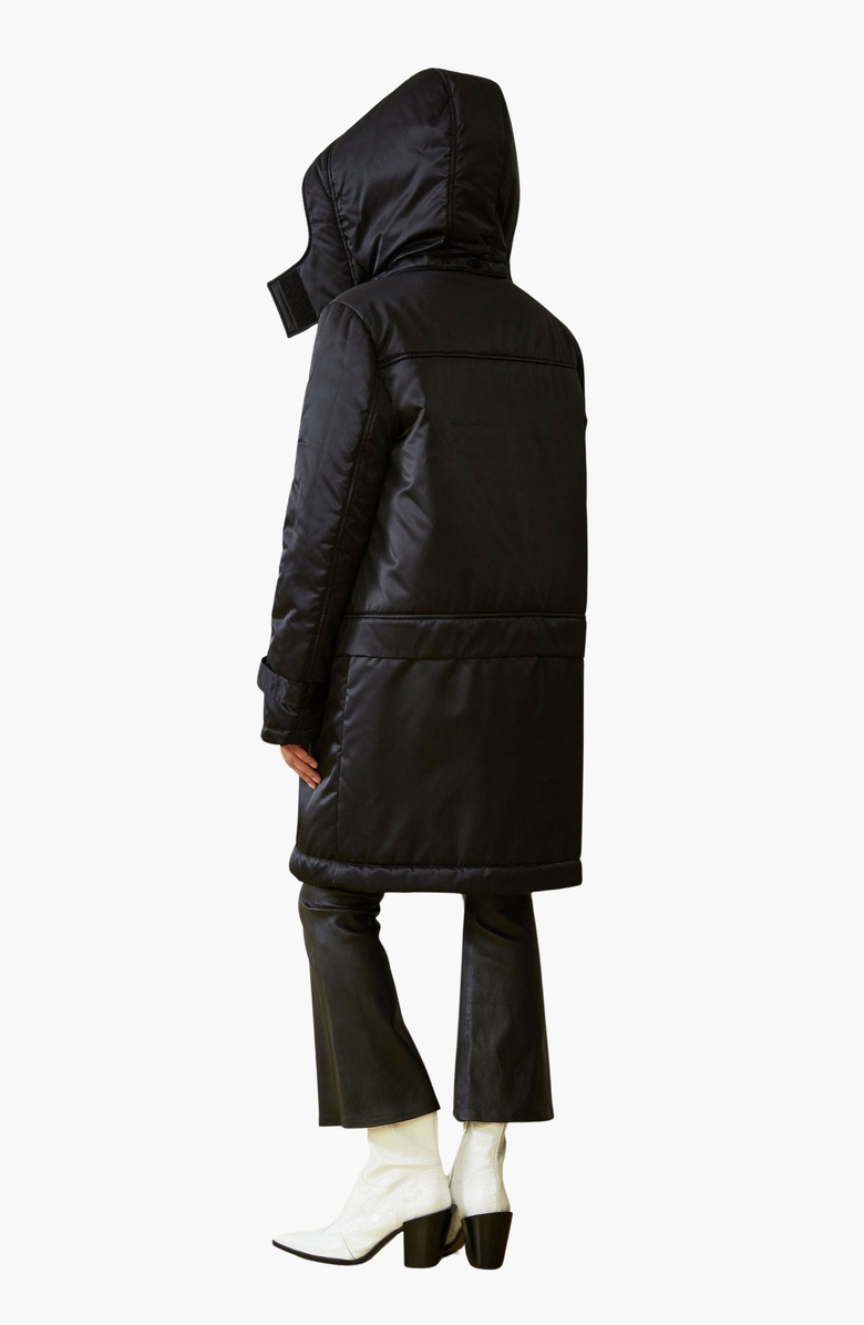 CAALO Sustainable Convertible Satin Down Coat, Alternate, color, Black