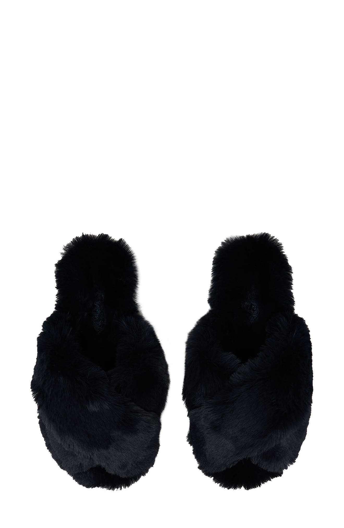 Slumber Faux Fur Slipper, Alternate, color, FRENCH NAVY