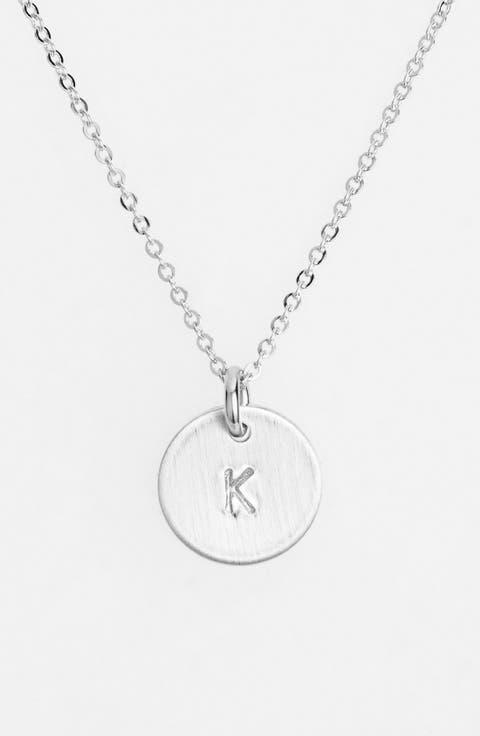 Sterling Silver Initial Mini Disc Necklace