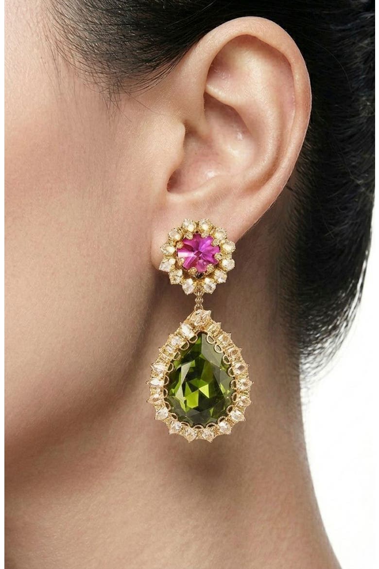 Rekhi Drop Earrings, Alternate, color, GREEN
