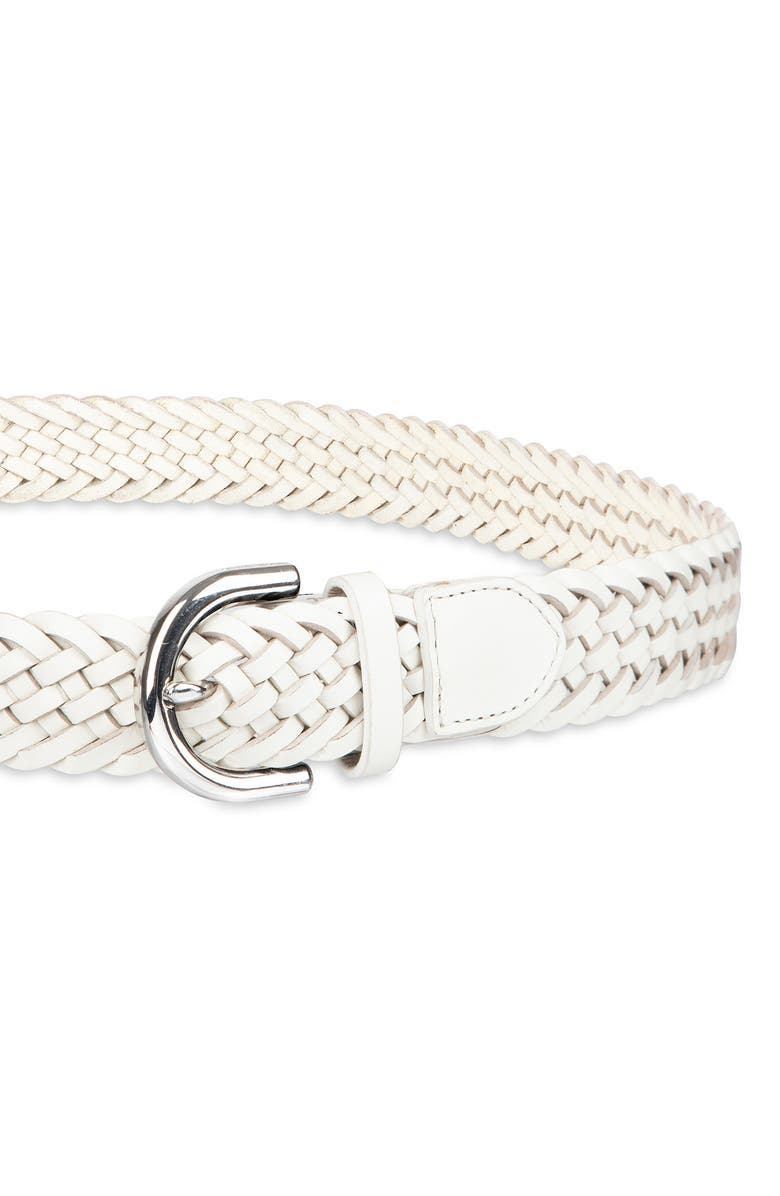 Cole Haan Braided Leather Belt, Alternate, color, Ivory