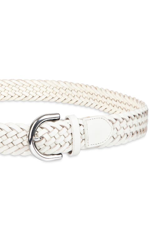 Cole Haan Braided Leather Belt In White
