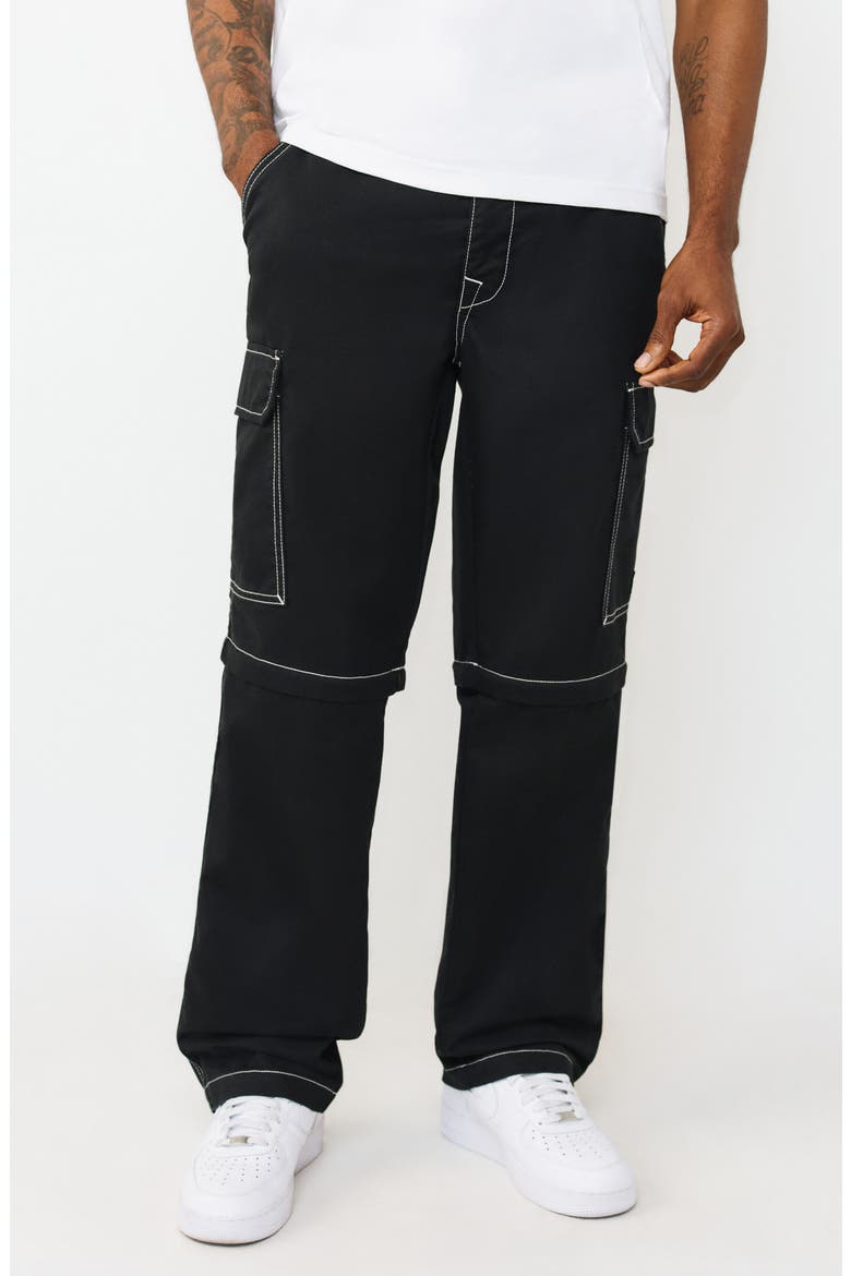 Convertible Zipper Cargo Pants, Main, color, JET BLACK