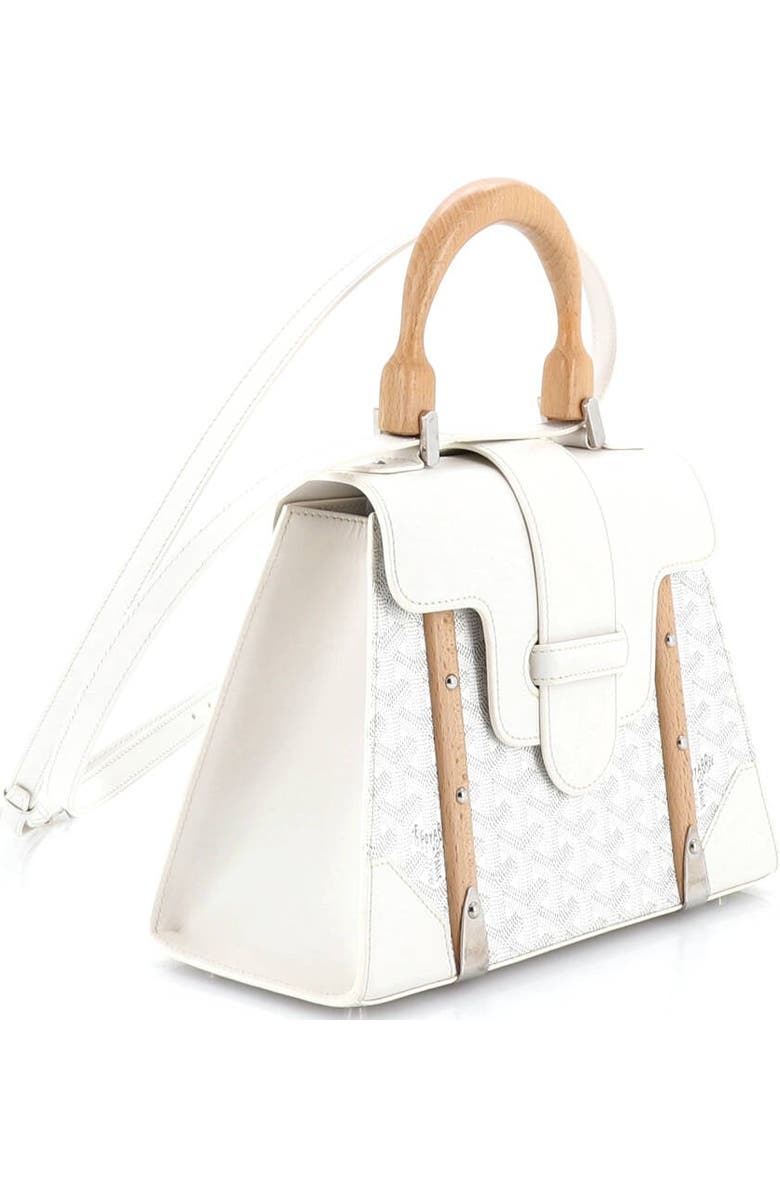Pre-Owned Goyard Saigon Top Handle Bag Coated Canvas with Leather PM, Alternate, color, White