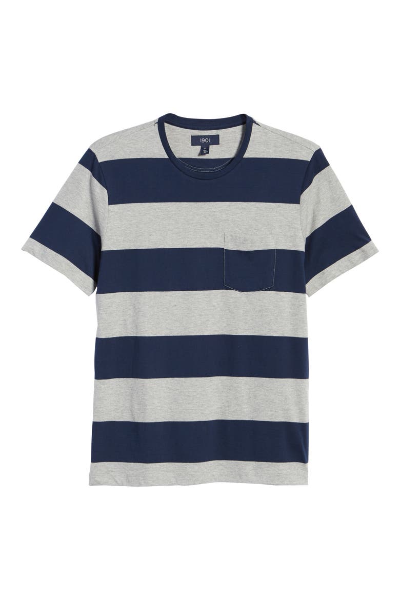 Stripe Pocket Slim Fit T-Shirt, Alternate, color, GREY HEATHER NAVY STRIPE