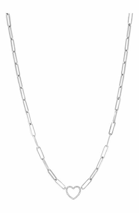 EFFY Sterling Silver Diamond Open Heart Pendant Necklace - 0.11 ctw.