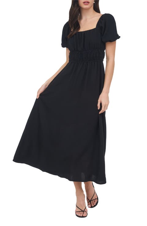 Puff Sleeve Midi Dress