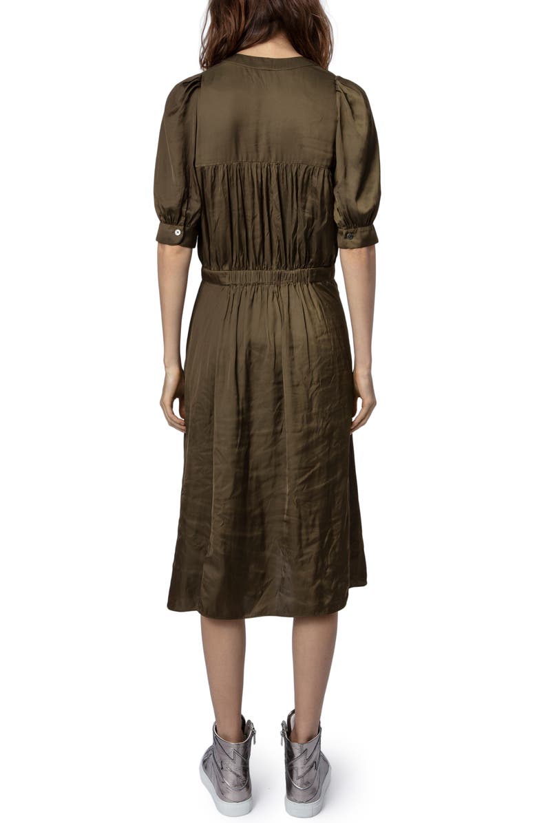 Zadig & Voltaire Ralia Satin Midi Dress, Alternate, color, Bronze