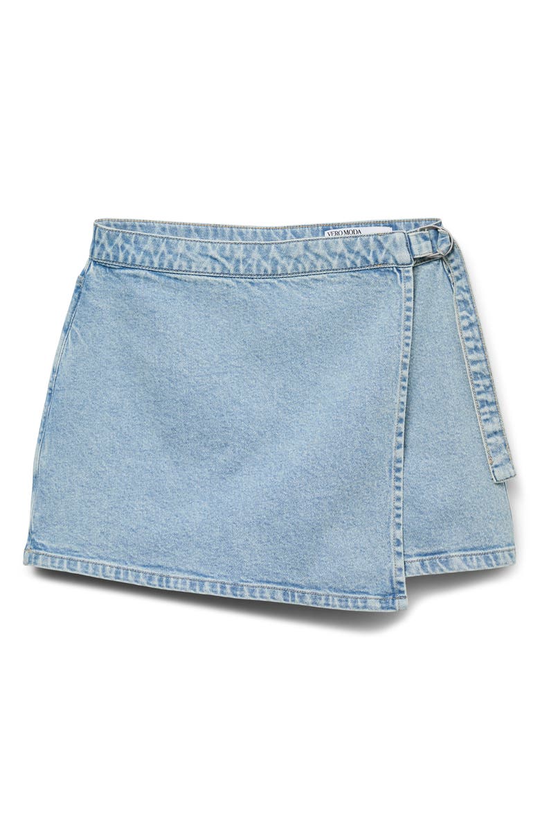 VERO MODA Vica Faux Wrap Denim Skort, Main, color, 