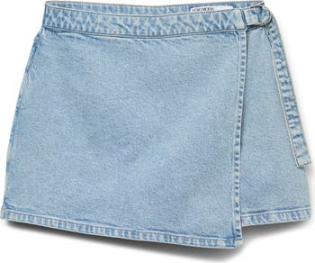 VERO MODA Vica Faux Wrap Denim Skort | Nordstrom