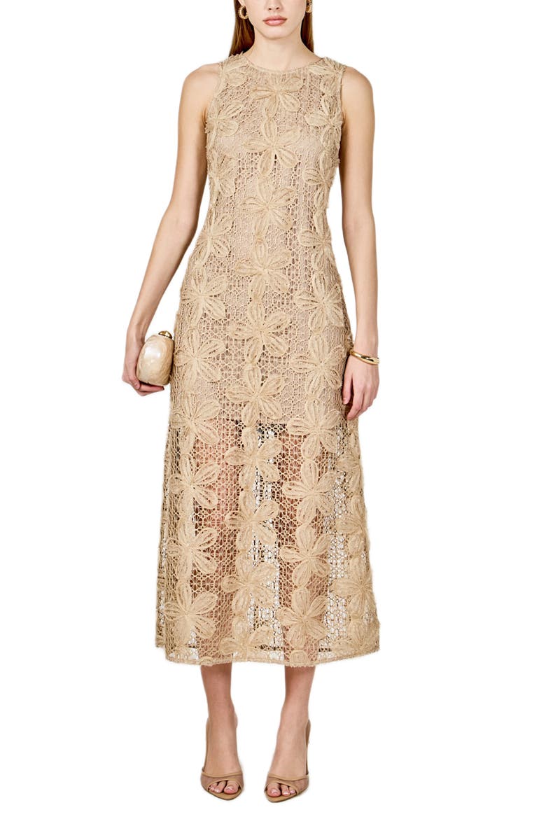 Lacy Sleeveless Dress, Alternate, color, TAUPE