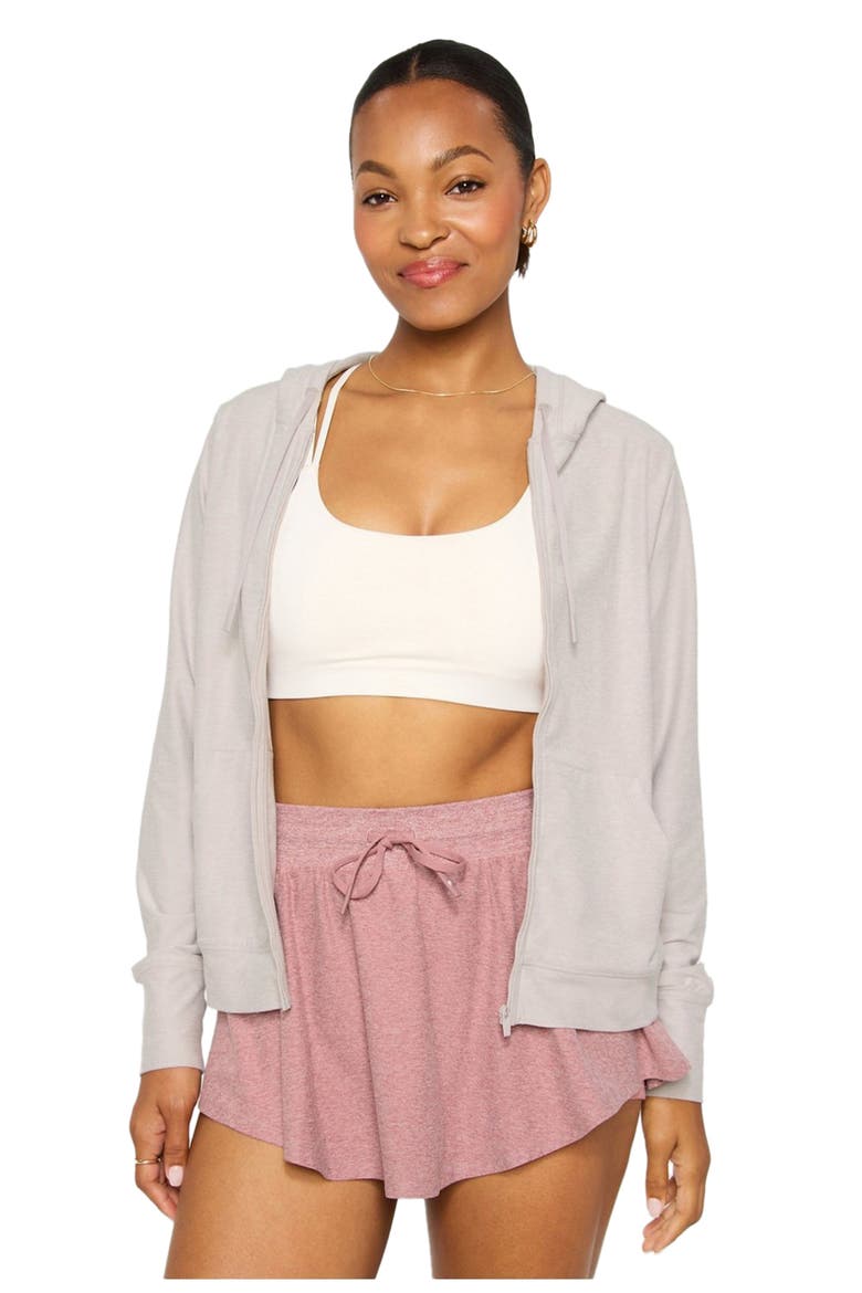 Cloud Jersey Full Zip Hoodie, Main, color, Light Heather Sand