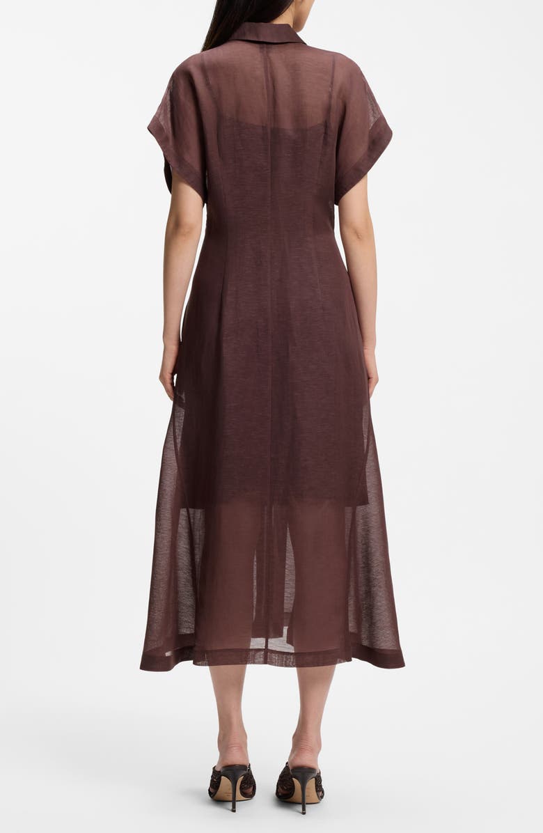 BOSS Davinata Sheer Pleat Shirtdress, Alternate, color, Mocha