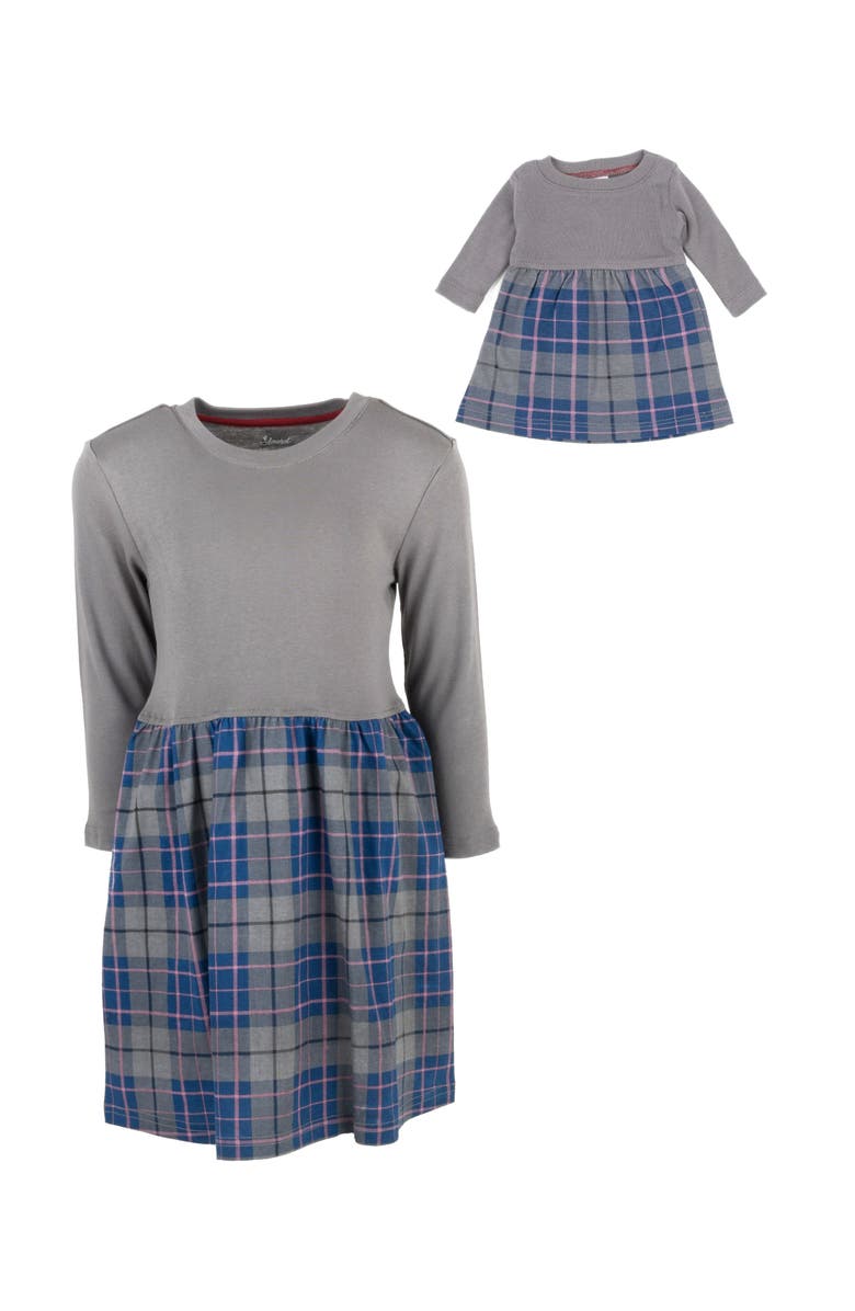 Leveret Girls Skirt Dress with Matching Doll Dress, 100% Cotton, Alternate, color, Dark Gray