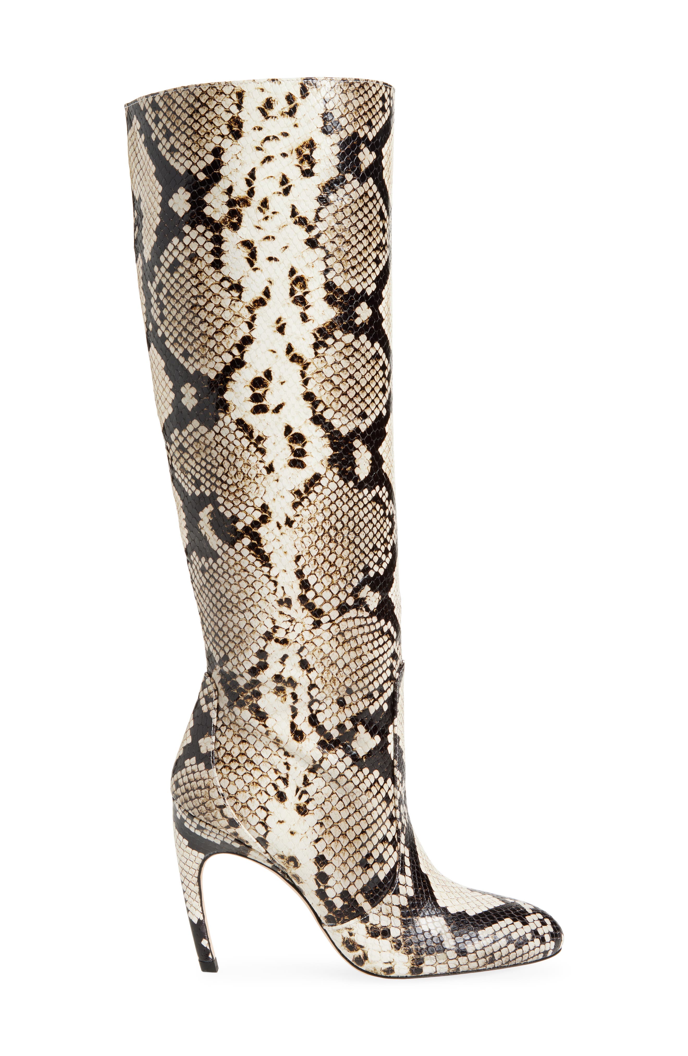 Stuart Weitzman Snakeskin Embossed Slouch Boot, Alternate, color, 