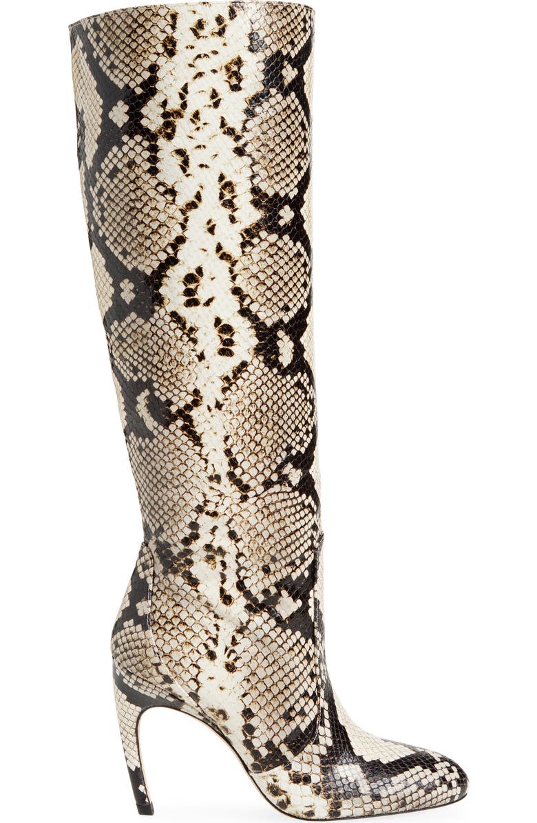 Stuart Weitzman Snakeskin Embossed Slouch Boot, Alternate, color, Cream/ Oat