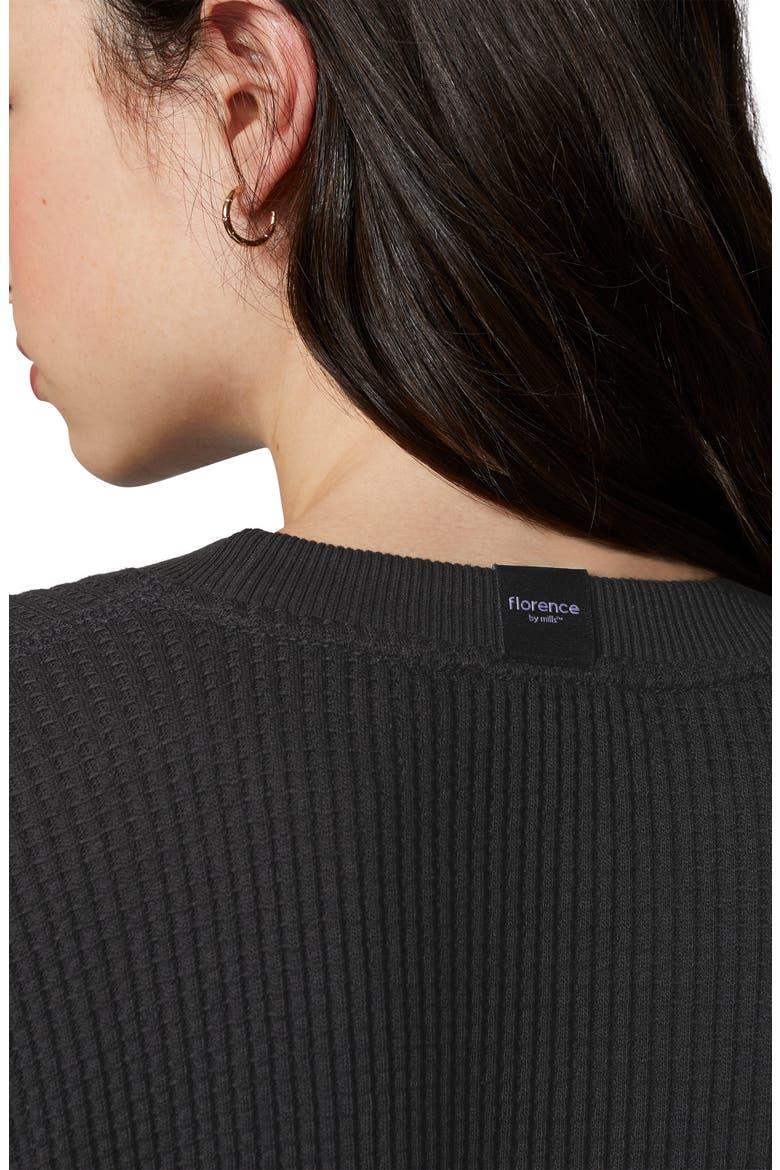 Ovesize Crewneck Thermal Sweatshirt, Alternate, color, BLACK