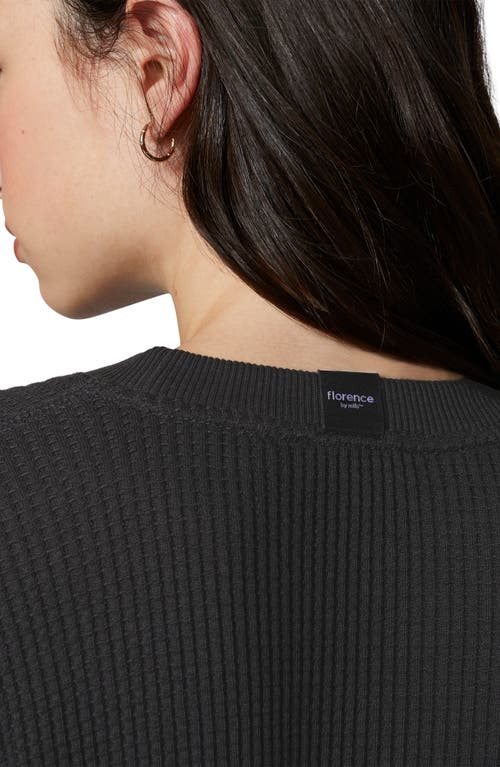 Shop Florence By Mills Ovesize Crewneck Thermal Sweatshirt In Black