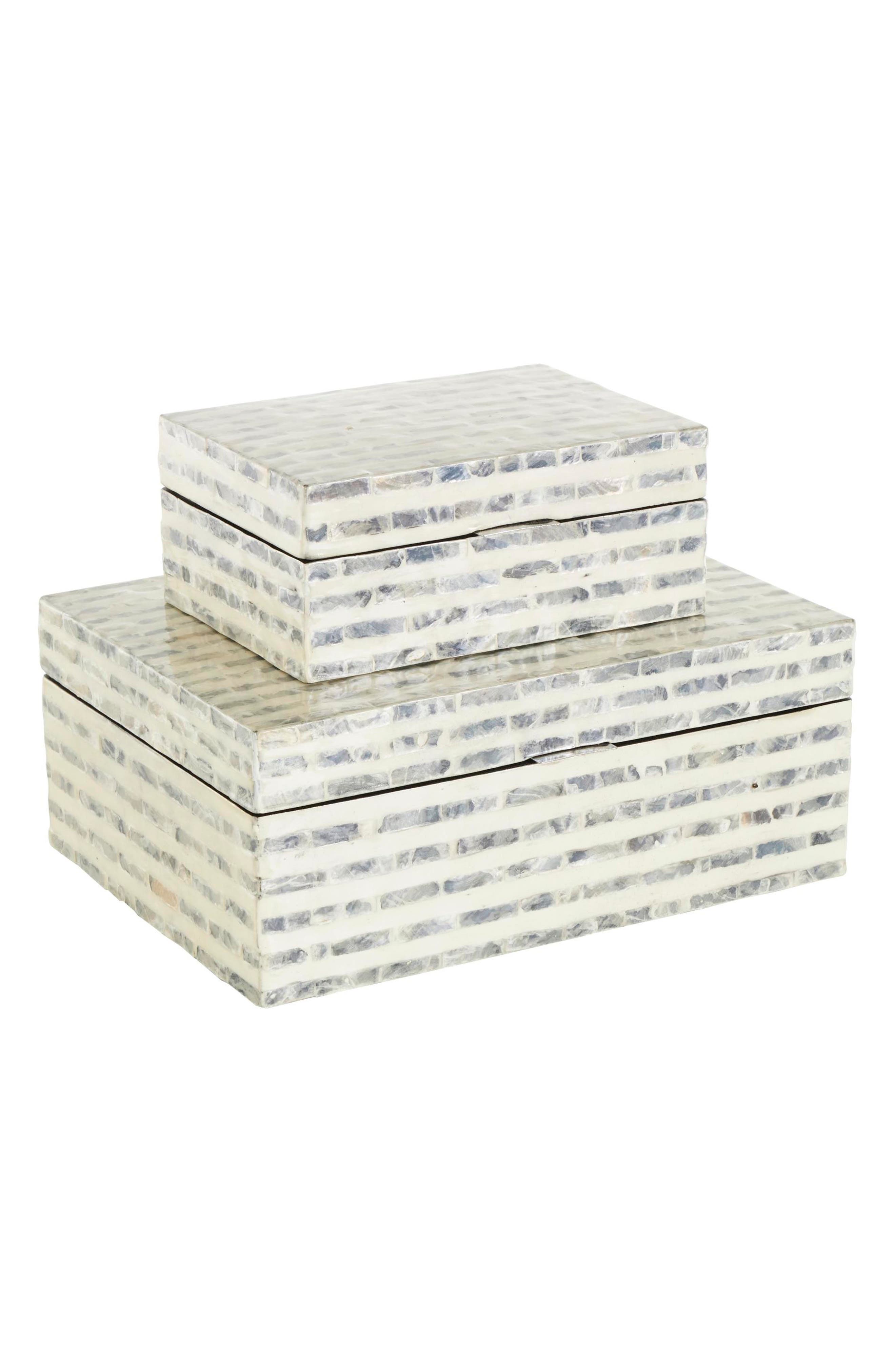 VIVIAN LUNE HOME Contemporary Set of 2 Decorative Mother of Pearl Boxes