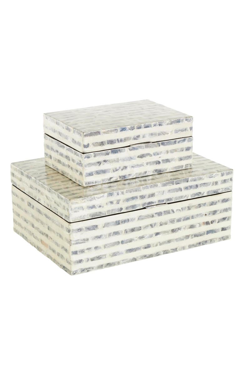 UMA Contemporary Set of 2 Decorative Mother of Pearl Boxes, Main, color, 