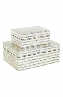 Contemporary Set of 2 Decorative Mother of Pearl Boxes