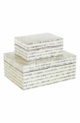 Contemporary Set of 2 Decorative Mother of Pearl Boxes