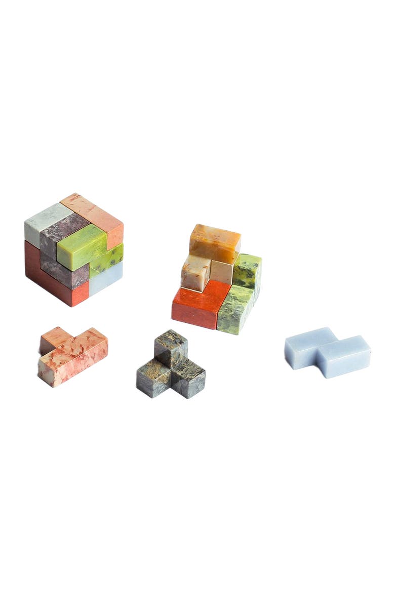 Soma Cube 3D Gemstone Puzzle, Alternate, color, Multi