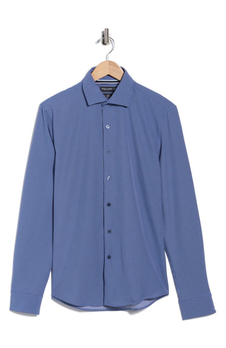 DENIM AND FLOWER Stripe Stretch Button-Up Shirt, Alternate, color, Blue