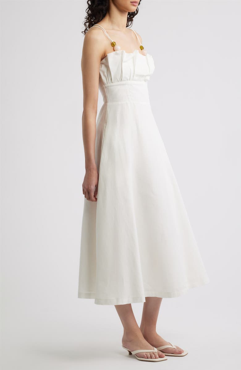 Cleobella Monique Sleeveless Cotton & Linen Midi Dress, Alternate, color, Ivory