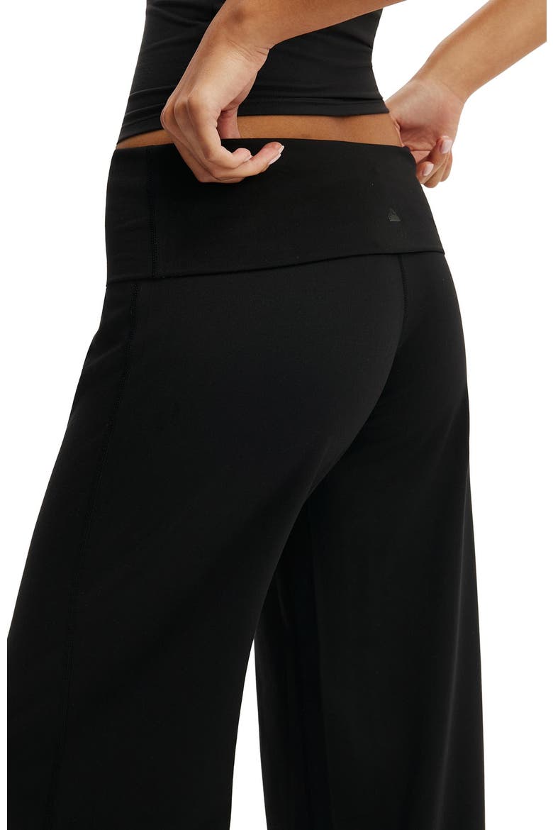 Women's Active Ultra Soft Roll Over Wide Leg Pant, Alternate, color, Black