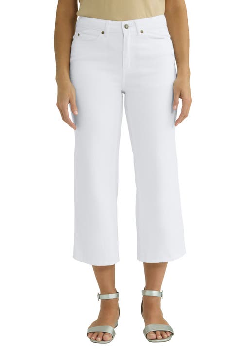 Jessica London Classic Cotton Denim Wide Leg Crop Jean In White