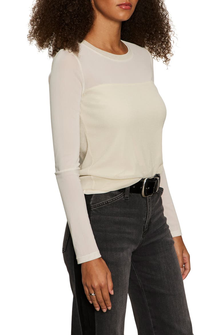 Sparkle Mesh Tee, Alternate, color, LIGHT OAT BEIGE