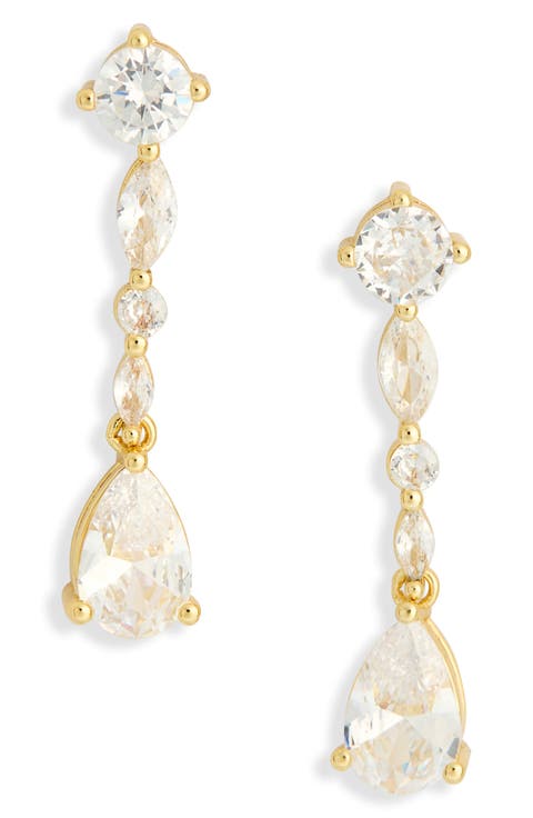 Mixed Cubic Zirconia Linear Drop Earrings