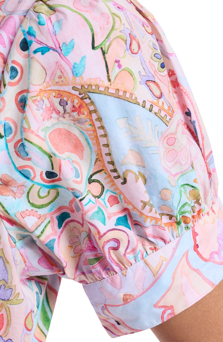 Robert Graham Carolina Floral Short Sleeve Cotton Shirtdress, Alternate, color, Pink Multi