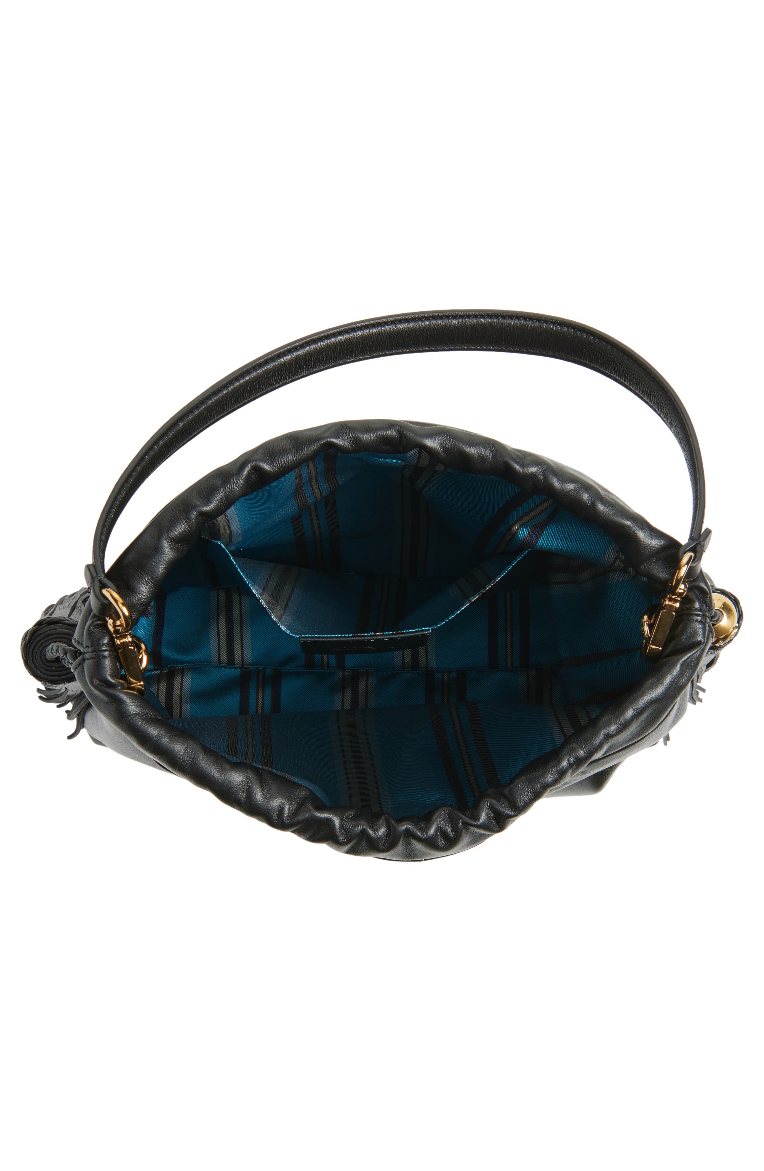 Etro Medium Kalispera Tassel Leather Shoulder Bag, Alternate, color, Black