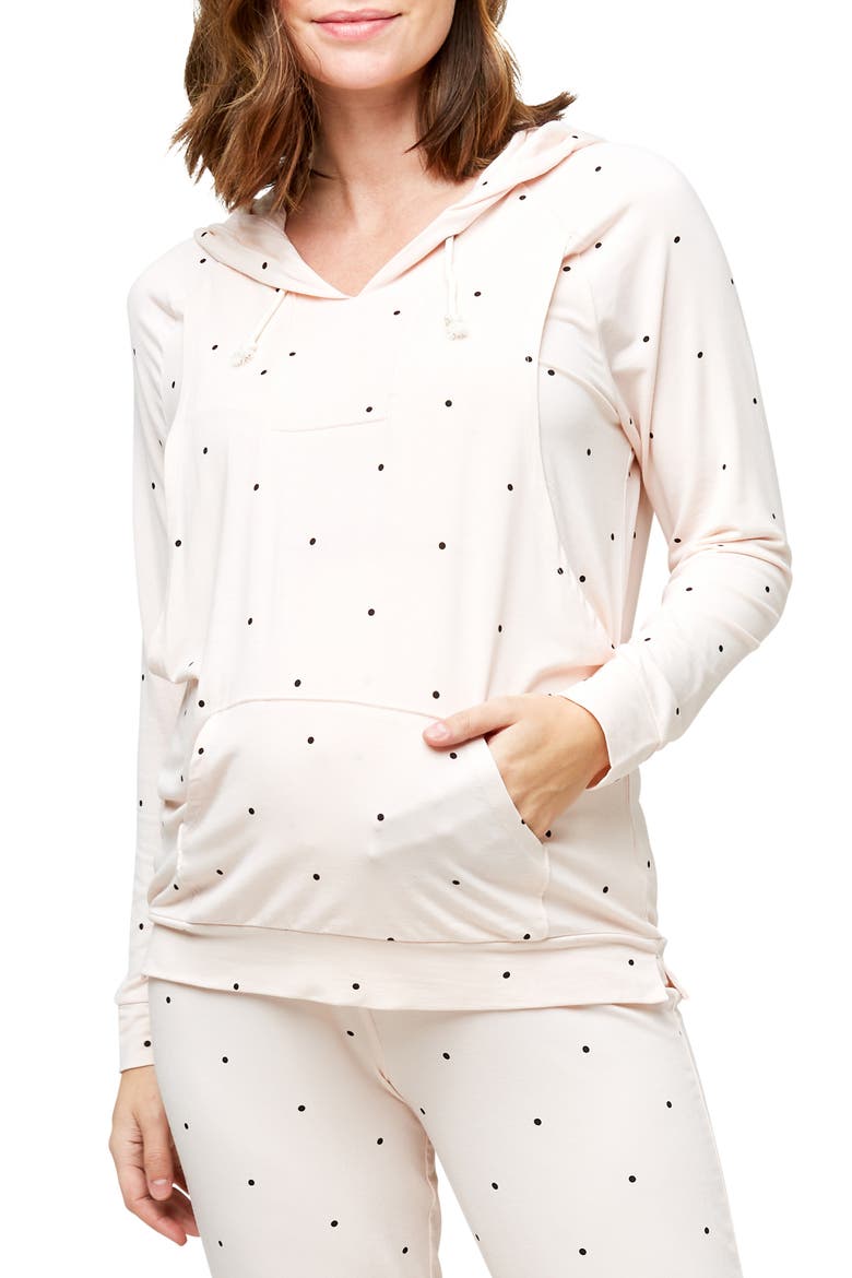 Simone Maternity & Nursing Soft Hoodie, Main, color, DOTS