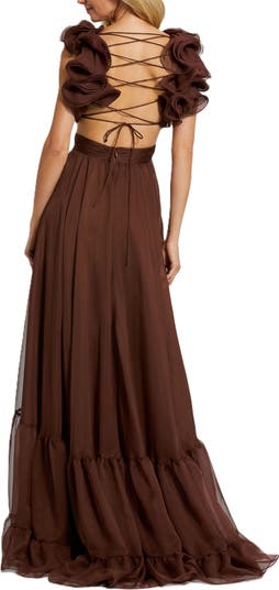 3D Embroidered Off the Shoulder Gown