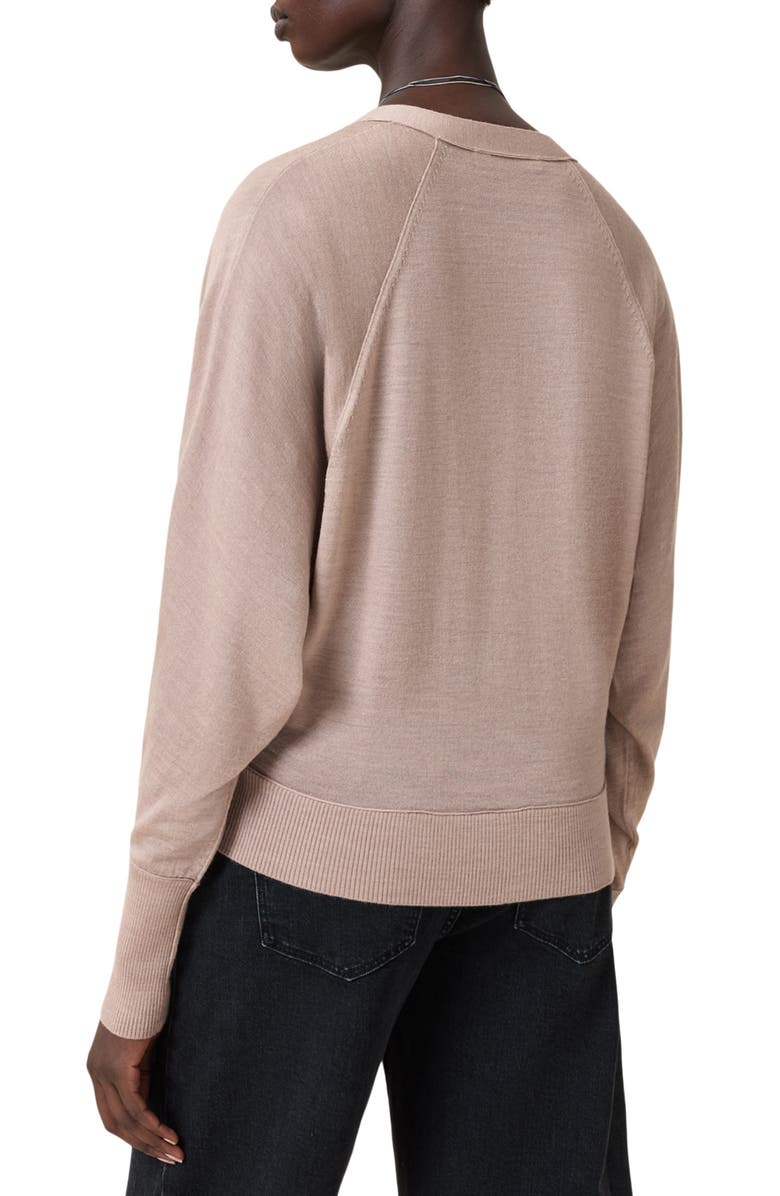 AllSaints Honor V Merino Wool Cardigan, Alternate, color, Pashmina Pink