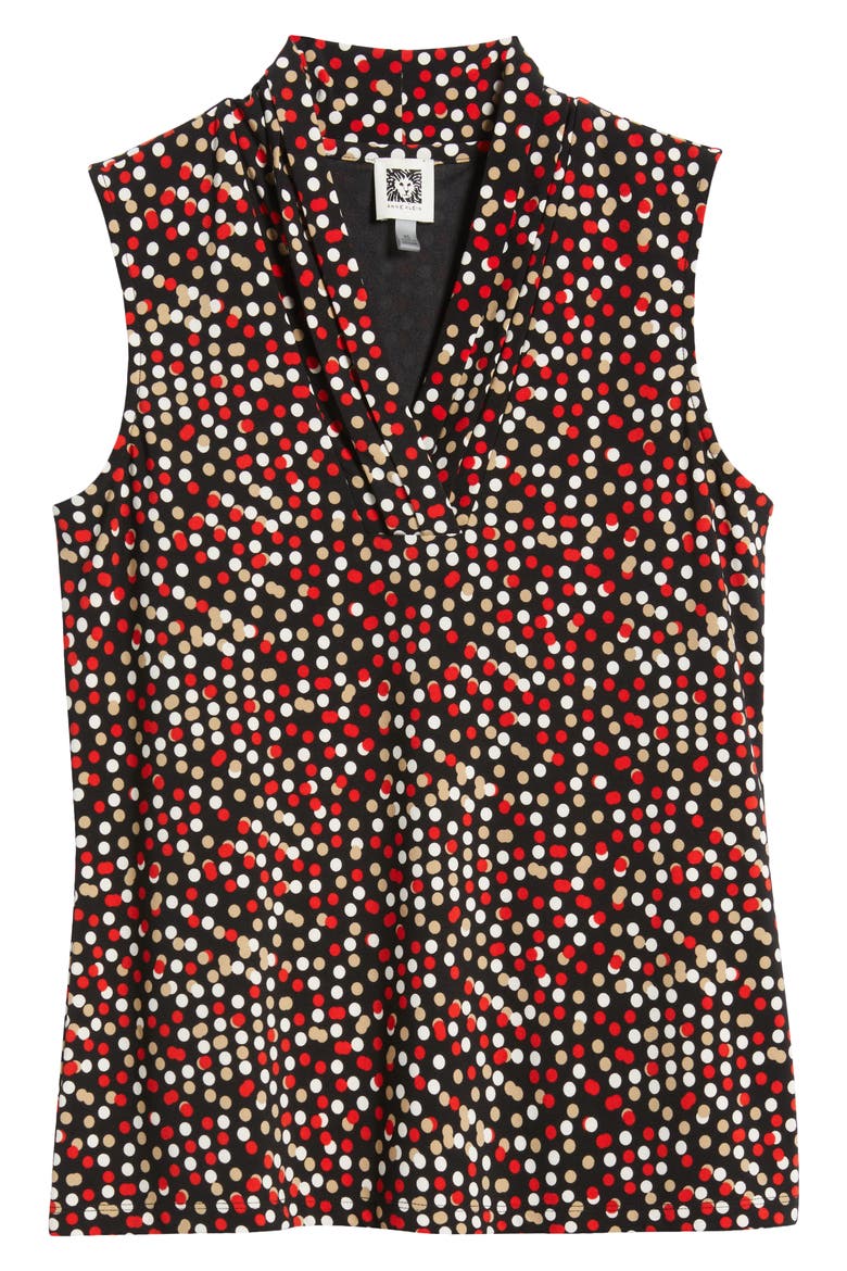 Polka Dot Triple Pleat Sleeveless Top, Alternate, color, ANNE BLACK MULTI