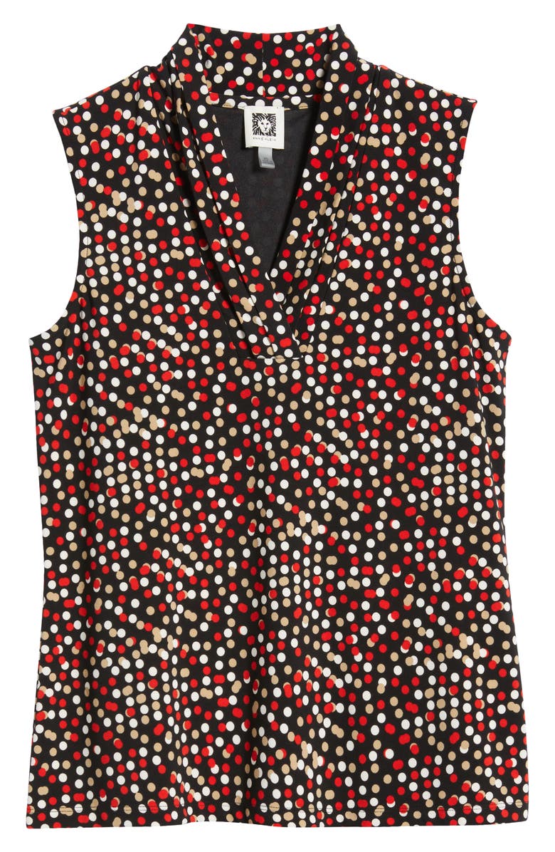 Anne Klein Polka Dot Triple Pleat Sleeveless Top, Alternate, color,