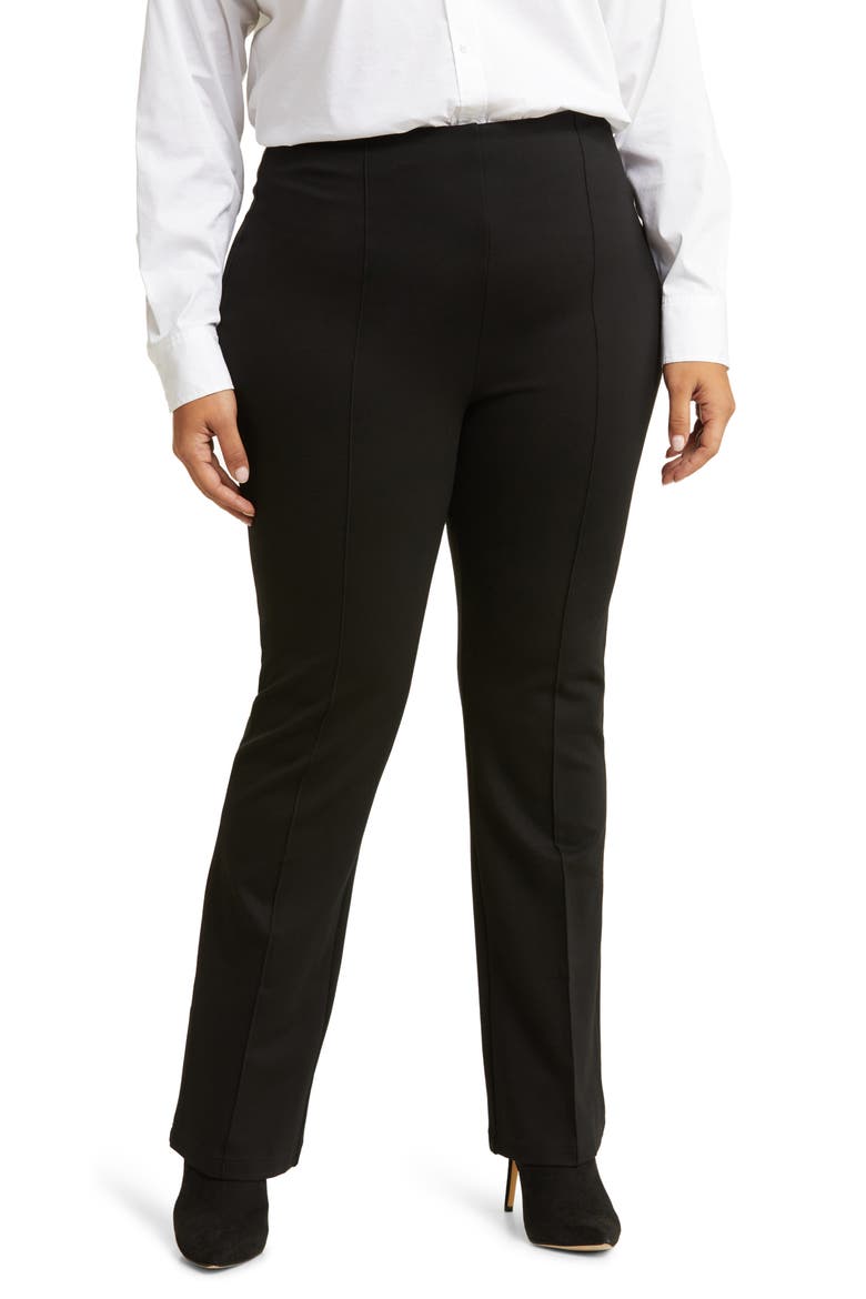 'Lyssentials Elysse High Waist Wide Leg Ponte Pants, Main, color, BLACK