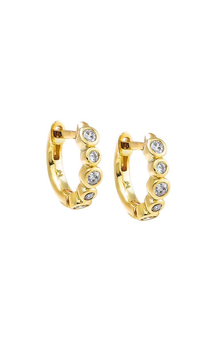 BY ADINA EDEN Round CZ Bezel Huggie Earring, Main, color, 