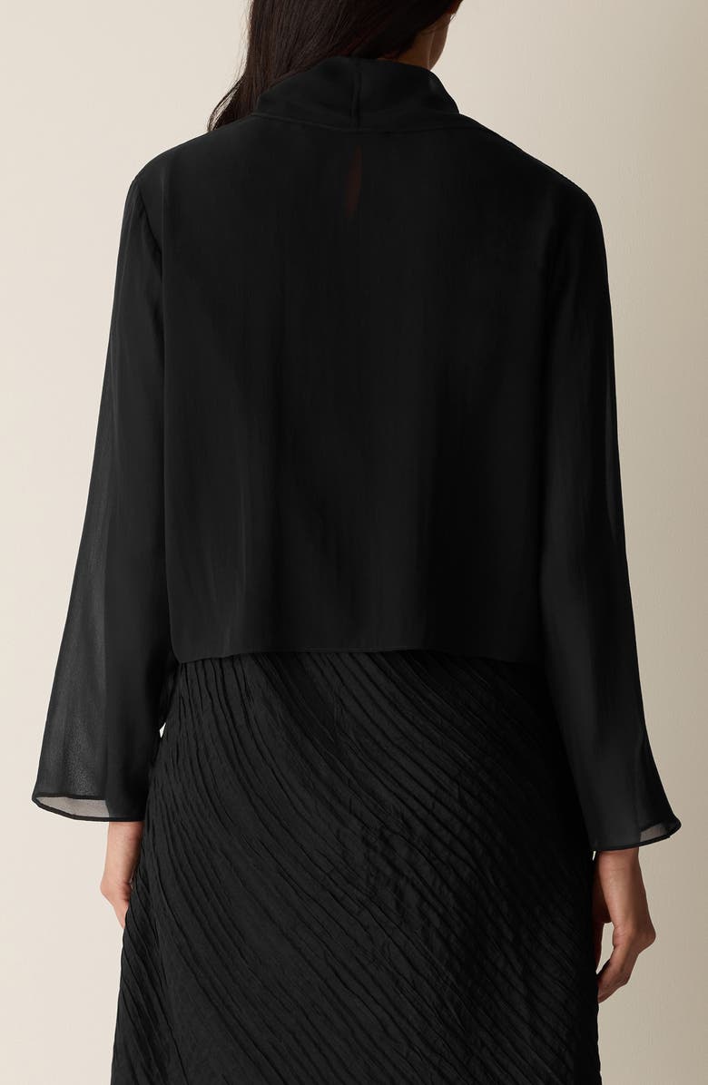 Eileen Fisher Open Front Silk Jacket, Alternate, color, Black