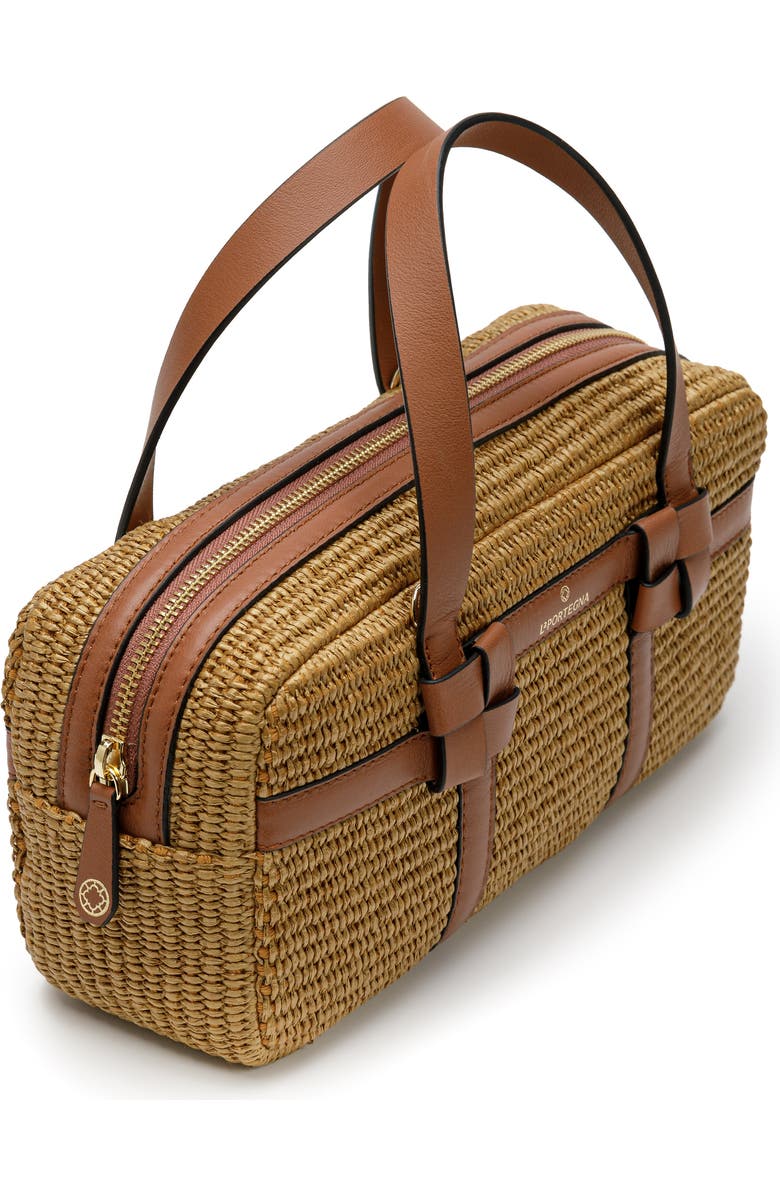 LA PORTEGNA Bibi Jute Bag With Shoulder Strap And Iconic Knots, Alternate, color, Light Brown